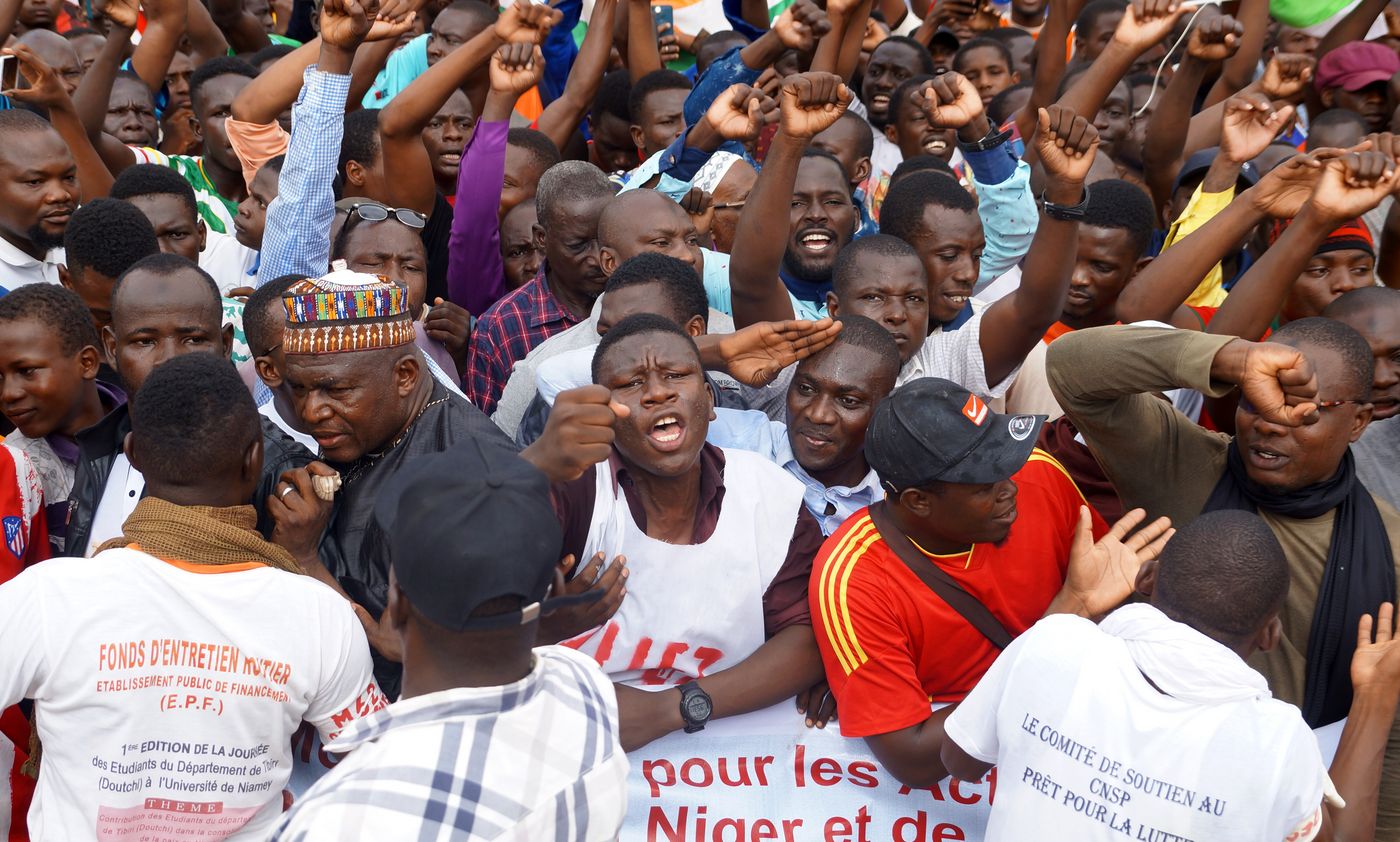 Niamey, Niger: In August, demonstrators gather to protest against ECOWAS