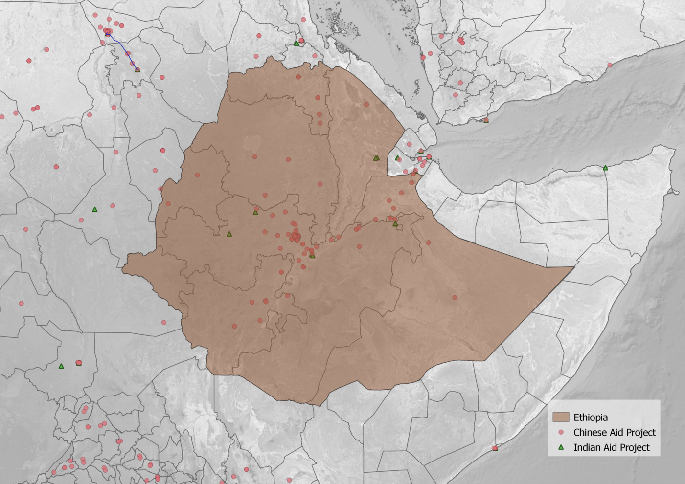 Figure 1: Indian and Chinese development projects in Ethiopia