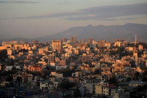 Luftaufnahme der Skyline von Addis Abeba, Äthiopien, 3. November 2021.