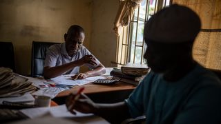 Staff at the German-Nigerian Center for Jobs, Migration and Reintegration in Lagos, Nigeria