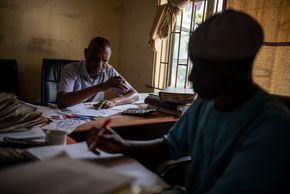 Staff at the German-Nigerian Center for Jobs, Migration and Reintegration in Lagos, Nigeria