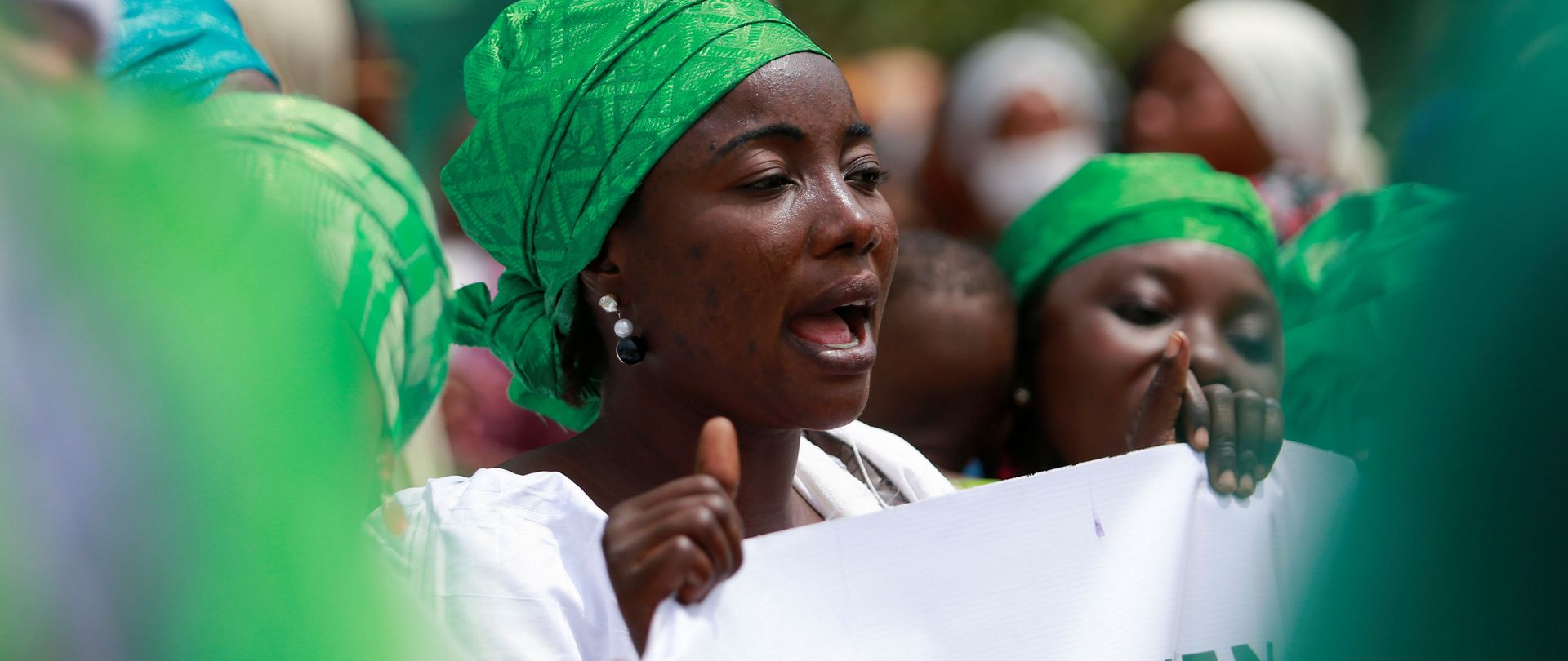 Abuja, March 8, 2022: A woman marches to protest against legislative bias against women on International Women