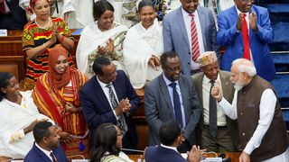 Prime Minister of India Narendra Modi attends joint session of Ethiopian Parliament in Addis Ababa, Ethiopia on December 17, 2025.