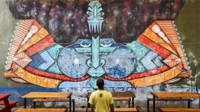 Kenyan graffiti artist Bhupi Jethwa has left his colourful mark on numerous walls, sharing his vision through large-scale paintings. 